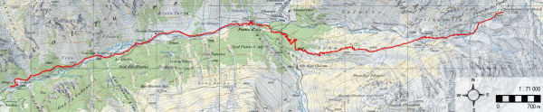 Karte 4: Tag 5 (Fuorcla Vedutta - Val Mux - Bergün)