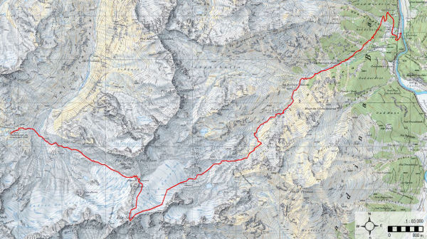 Karte 8:Tag 9 (Piz Sarsura - Val Sarsura - Zernez)
